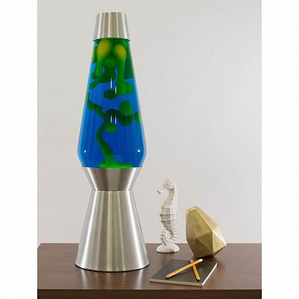 27" LAVA LAMP YELLOW/BLUE/SILVER